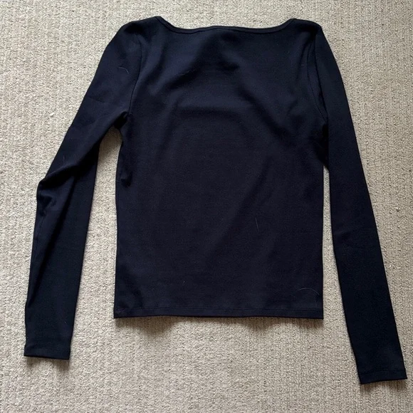 Aritzia HomeStretch Rib SquareNeck Longsleeve, Black, size L - Picture 4 of 4